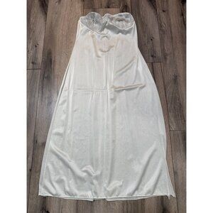 Vintage Lorraine Ivory Nylon Strapless Full Slip Lace Trim 34 Tall Womens Intima